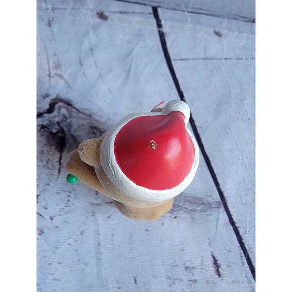 Vintage AVON Flocked Teddy Bear Drummer Christmas Ornament Missing Hanger - Picture 3 of 6